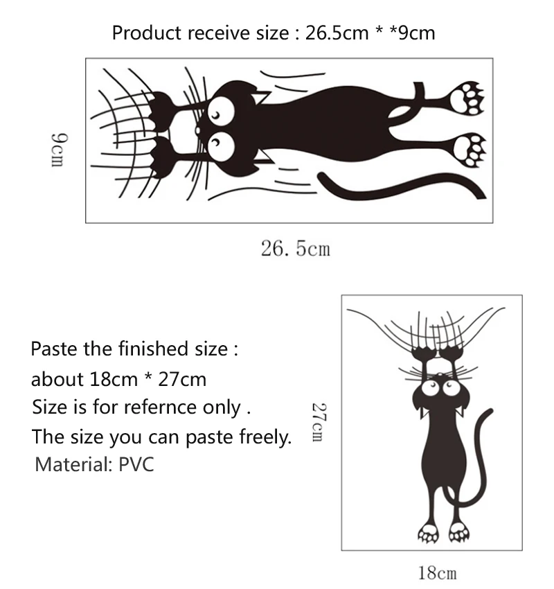 Cartoon Cat Climbing Wall Edge sticker Home Decor For Kids Rooms Mural Art Decals Animals Door Stickers Wallpaper | Дом и сад