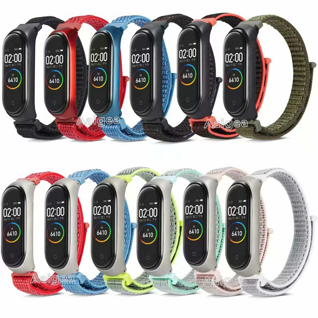 Модный тканый нейлоновый ремешок для часов петля для браслета Xiaomi mi 3 4 mi Band 4 3 сменный ремешок на запястье для браслета mi Band 4