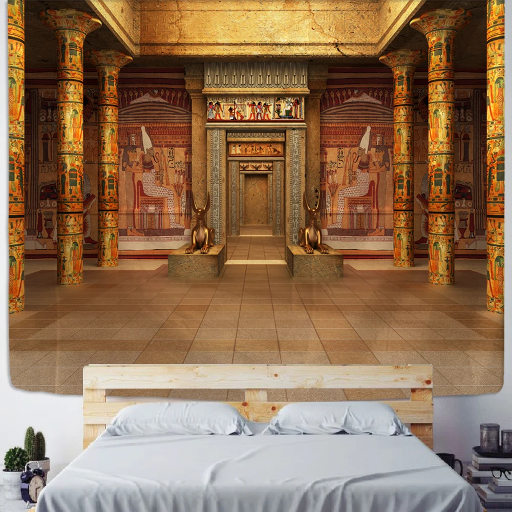 

Ancient Egyptian Building Tapestry Wall Hanging Retro Ethnic Style Home Decor Tapestry Room Background Decor Wall Tapestry