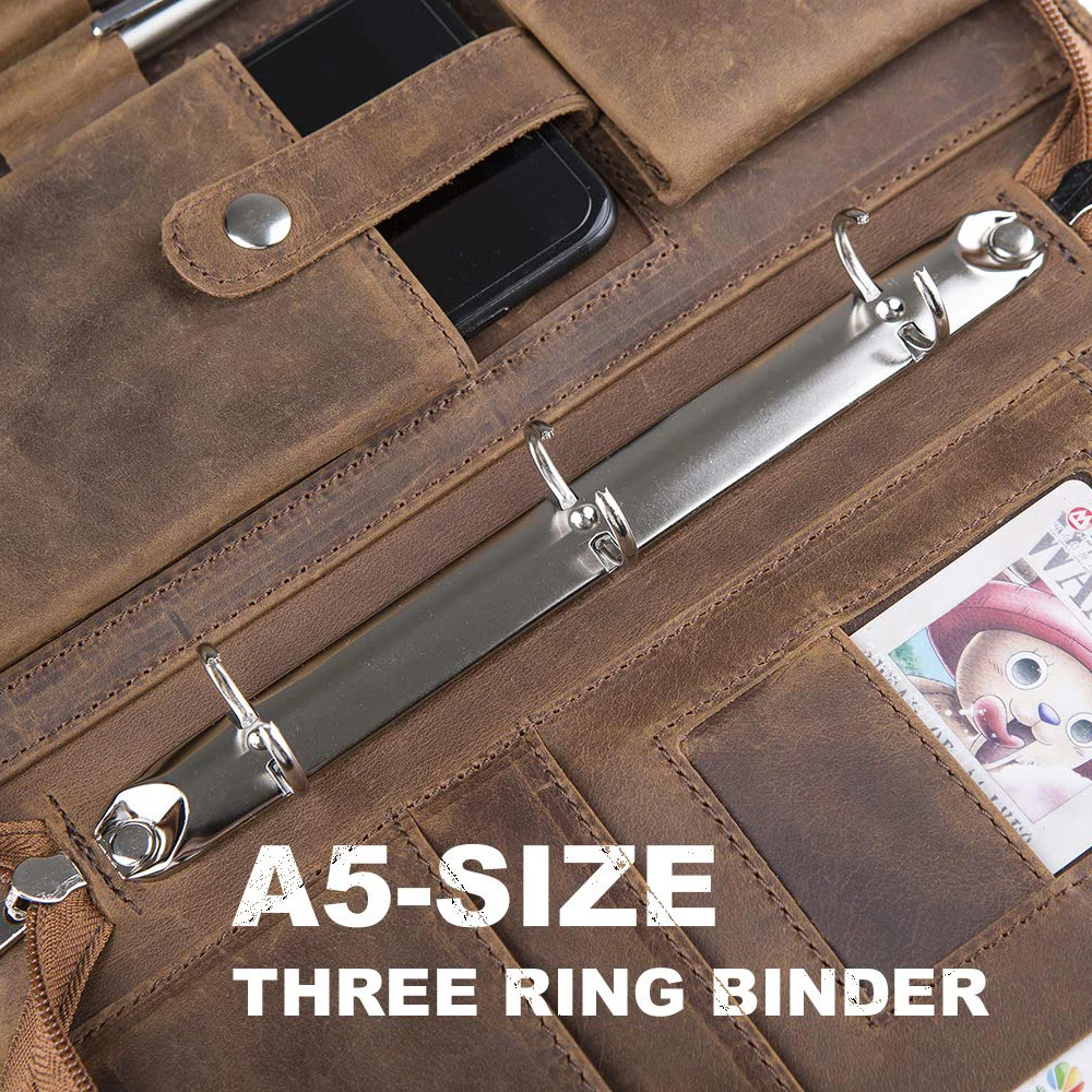 Ручная работа натуральная кожа A5 Sized 3 кольца папка для портфолио индивидуальная