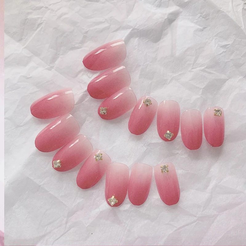 Dr.makeup 24Pcs Oval Fake Nail Clear Plastic Gradient Drill Soft Pink Decoration False Nails Candy Short Medium Long Tips | Красота и