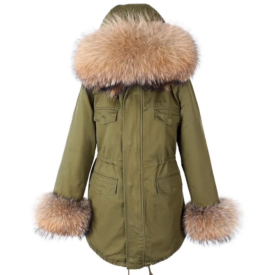 

natural Real Raccoon fur collar Women coat parkas Female coat winter Women's jacket 2021 padded coats