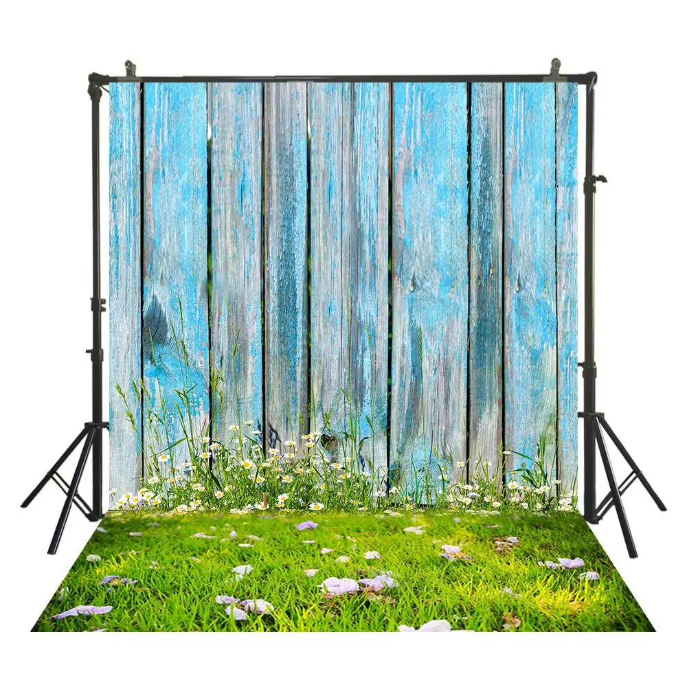 Весенний фон для фотосъемки винтажная деревянная стена газон Цветы фото
