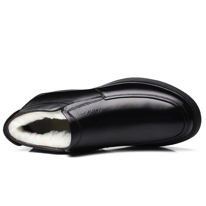 2019 мужские зимние ботинки из натуральной кожи теплые шерстяные ботильоны для