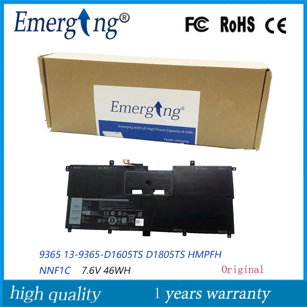 7 6 V 46WH новый оригинальный ноутбук Батарея NNF1C для Dell 9365 XPS13 13 D1605TS D1805TS HMPFH