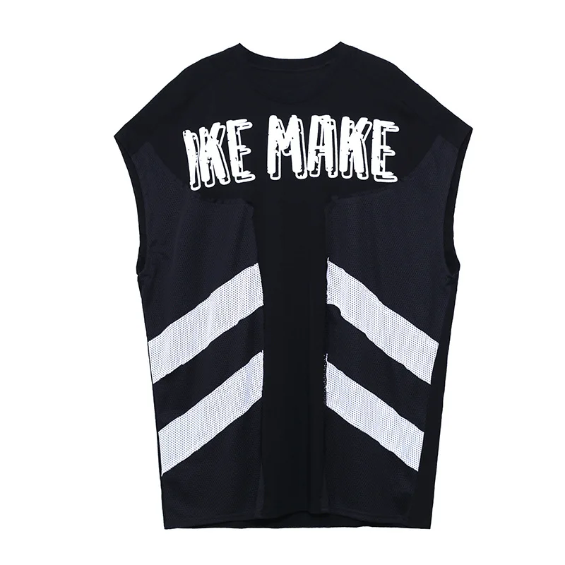 

QING MO Large Size Women Summer Dress 2021 Women Letter Printed Dress Female Mesh Patchwork Dress Black ZQY7301