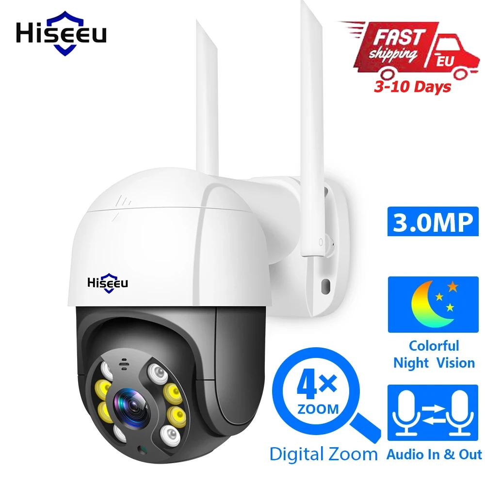 Hiseeu 2MP PTZ WIFI камера На открытом воздухе 1080P 4-кратный цифровой зум Скоростная