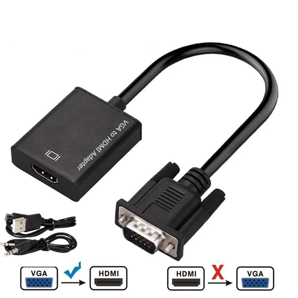 Преобразователь из VGA в HDMI адаптер Выход 1080P HD с аудио VGA2HDMI ТВ AV в HD ТВ Видео кабель конвертер адаптер для ТВ ПК