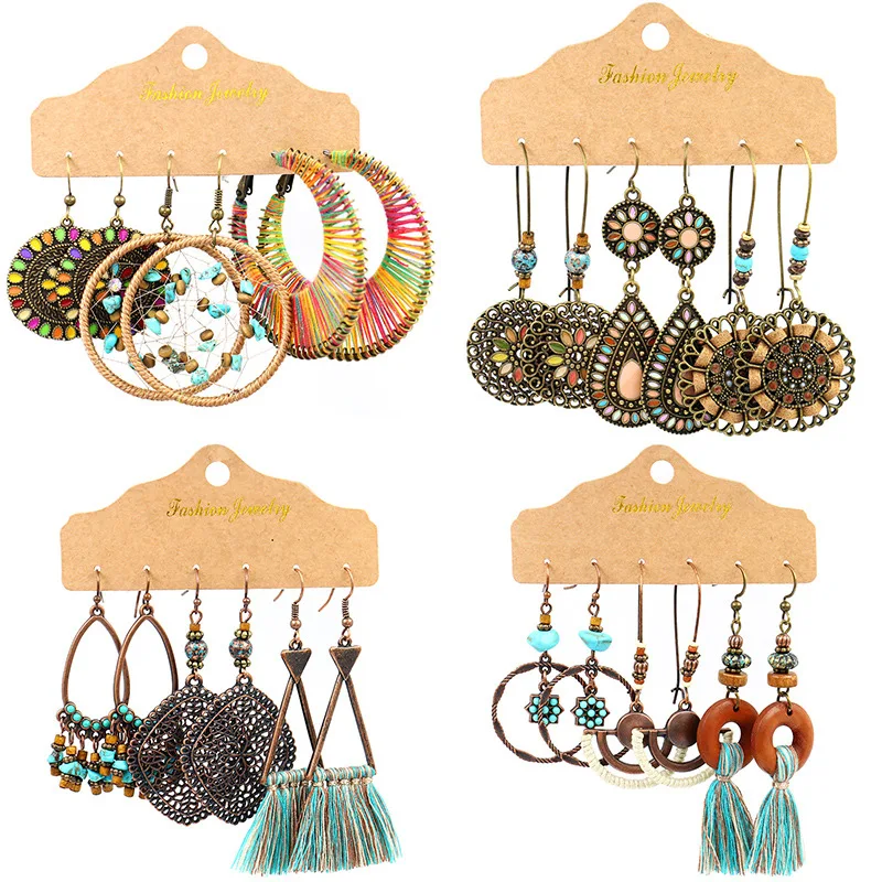 Набор серег новинка Лидер продаж сплав ретро ручная кисточка мечта плетеные