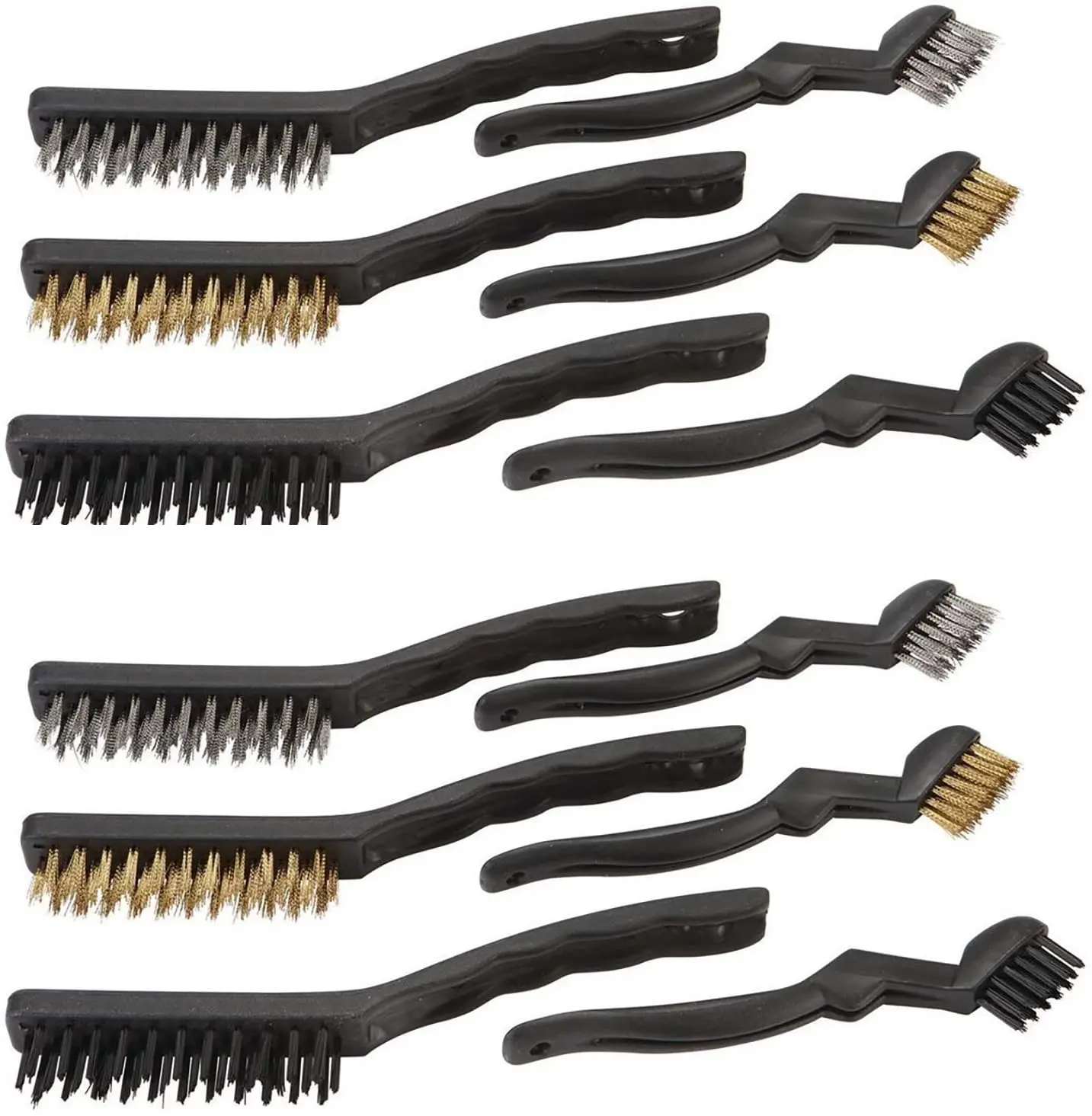 

Wire Brush Set|wire scratch brush|stainless steel,brass coated and black nylon|heavey duty and light duty with PP handle