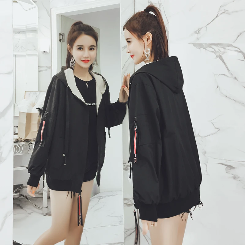 

2021 Spring and Autumn New Short Jacket Women Wear Two-sided Casual Hat Baseball Uniform In Autumn Woman Jacket