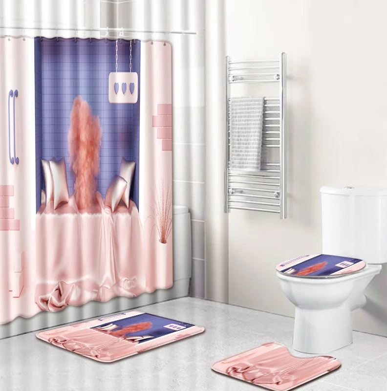 Zeegle коврик с принтом набор для ванной комнаты занавеска душа в туалете крючками