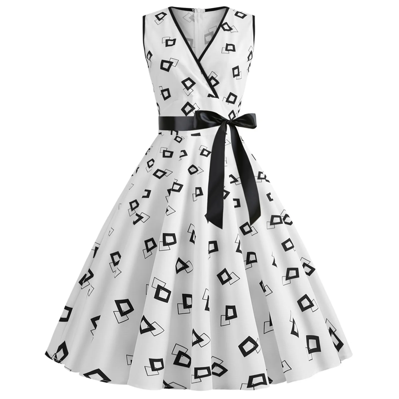 

Женское летнее платье с V-образным вырезом, повседневные свободные платья средней длины с цветочным принтом, Дамское свободное платье без р...