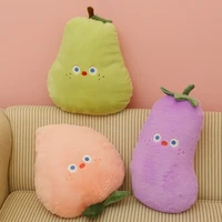1pc hot four styles kawaii stuffed fruits plush pillow pears eggplants persimmons peaches toy home decor cute gifts for girls