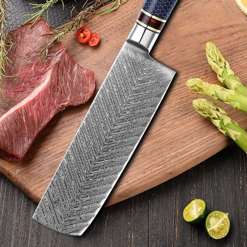 

Damascus Steel Western-style Multi-function Small Kitchen Knife Honeycomb Resin Handle Sushi Cooking Fish Slicing Knife