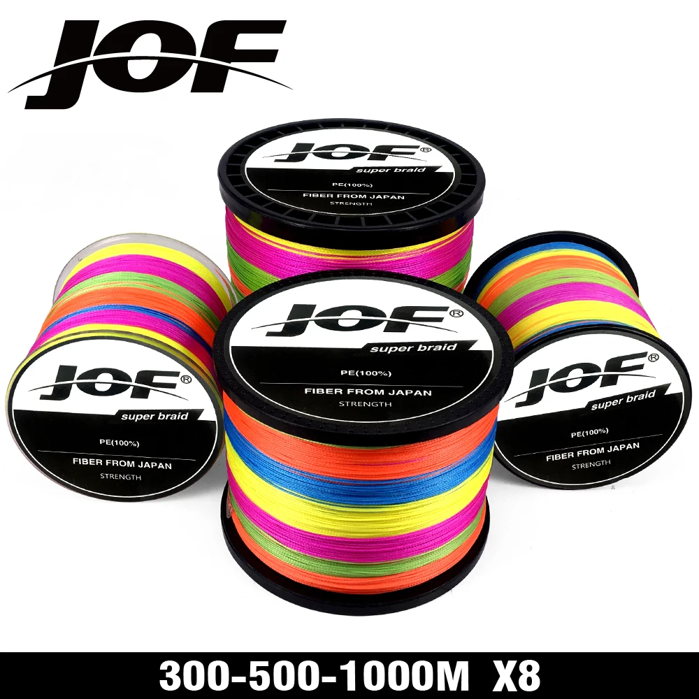 

JOF 2019NEW Braided Fishing Line Sea Saltwater Fishing Multicolor 8 Strands 300M 500M 1000M 100% PE