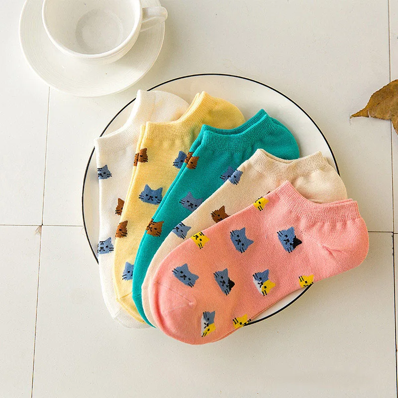 5 пары/компл. женские носки забавные с фруктами и милыми рисунками лето осень