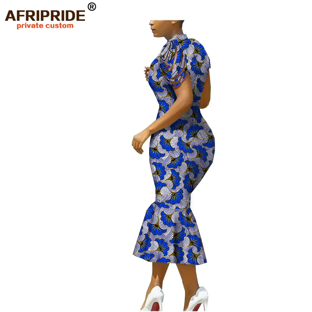 Afripride, африканские платья для женщин, сделанные на заказ, открытые рукава, длина до середины икры, женское Хлопковое платье-труба A1825099 - Цвет: 497J