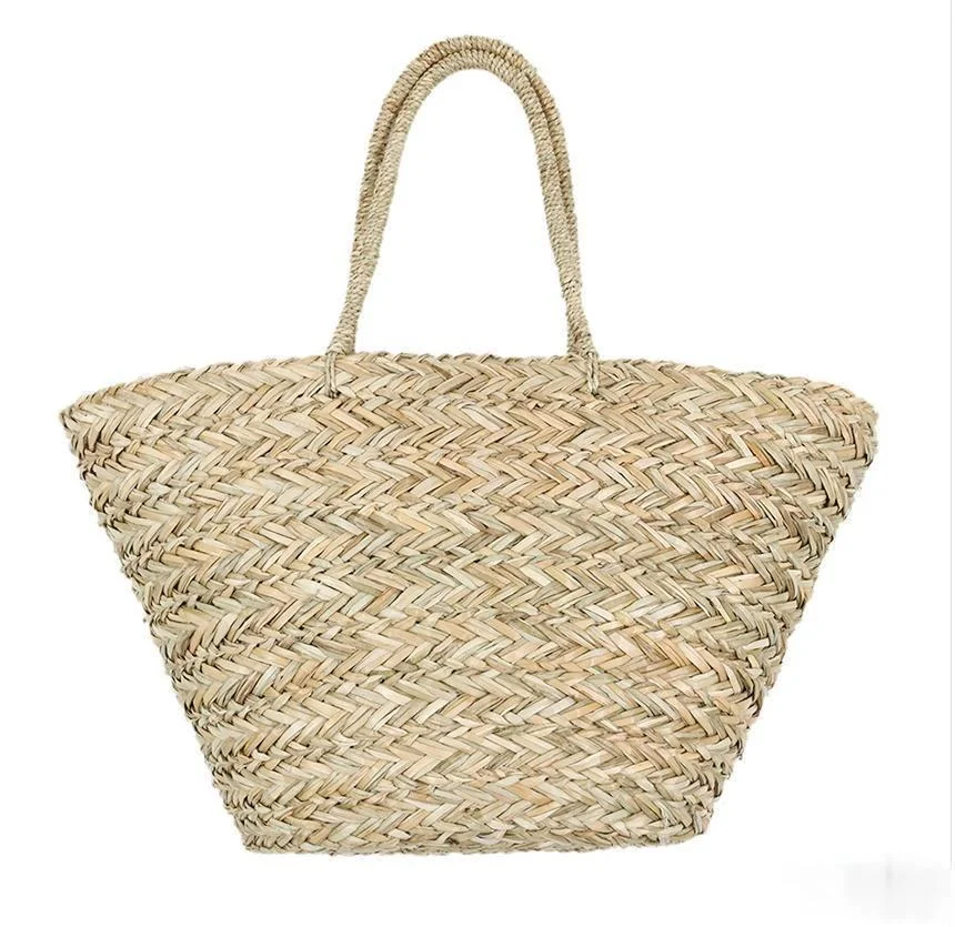 Женская Соломенная Сумка-тоут на шнурке, летняя пляжная соломенная сумка ручной работы, вместительная сумка-тоут для путешествий от AliExpress RU&CIS NEW