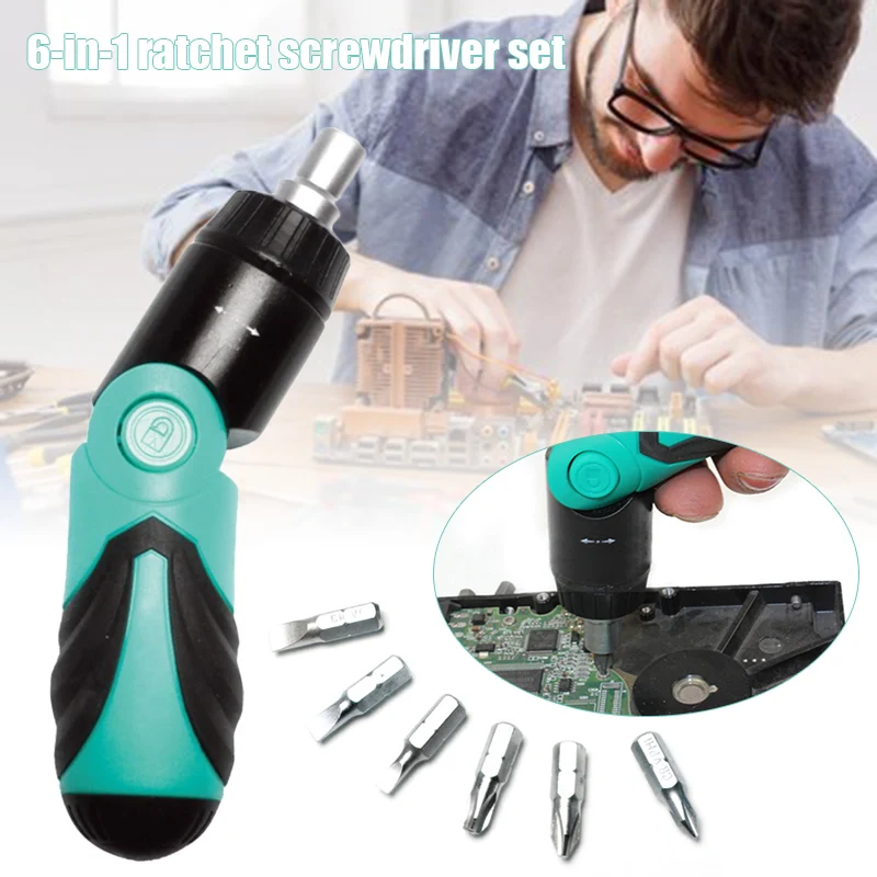 

6 In 1 Ratchet Folding Multi-Function Screwdriver Repair Tool Kit for Home Electrician LB88