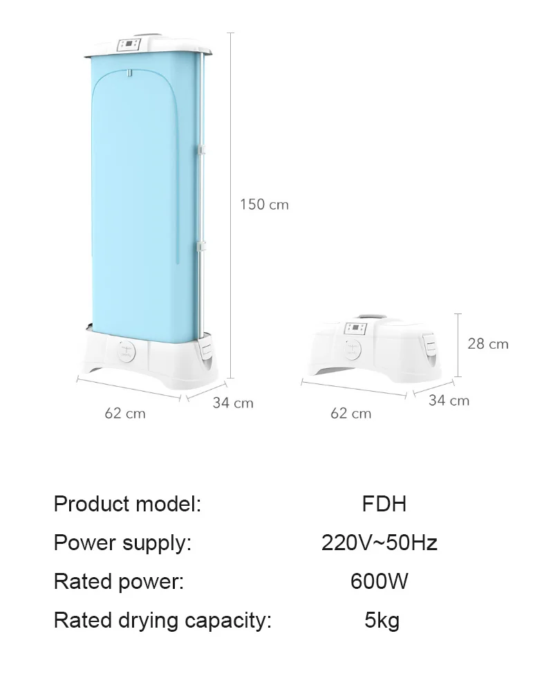 Xiaomi Mijia Cleanfly Складная сушилка для белья термостат Быстрая Сушка Вешалка электрическая сушилка для вещей 220 В 600 Вт пульт дистанционного управления