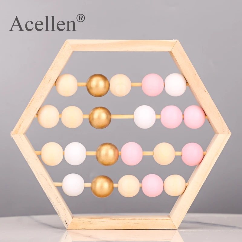 Nordic Style Natural Wooden Abacus with Beads Craft Baby Early Learning Educational Toys Scandinavian Style Child Room Decor