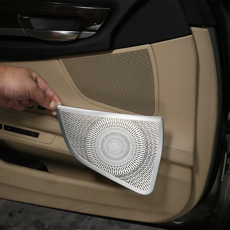

For BMW 7 Series 09-14 Stainless Steel Car Front Door Speaker Net Cover speaker Net Protection Decorative Cover Car Accessories