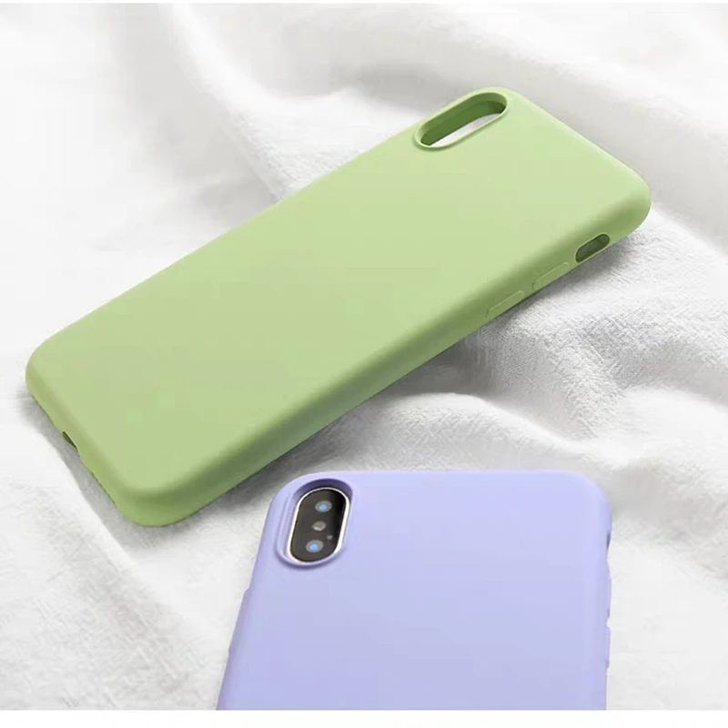 Силиконовый однотонный чехол для iPhone XS MAX XR X, жидкие Чехлы ярких цветов для iPhone 7, 6, 6 S, 8 Plus, мягкий чехол из ТПУ