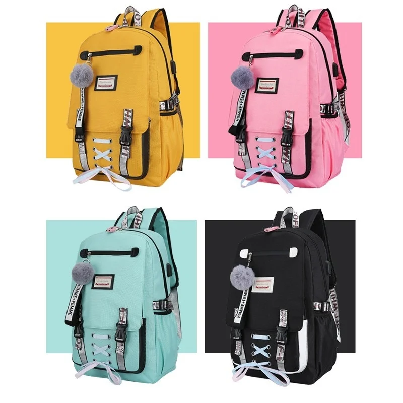 

Large school bags for teenage girls usb with lock Anti theft backpack women Book bag big High School bag youth Leisure College