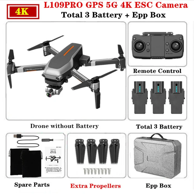 LYZRC L109 PRO GPS 5G WIFI 4K 3 batteries With EPP Box