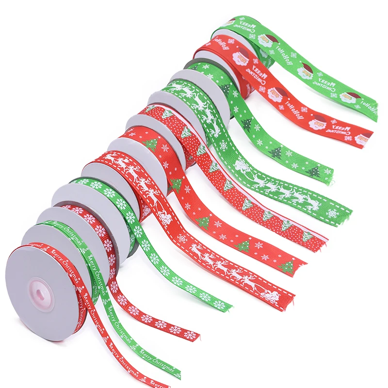 10/25 ярдов Рождественская серия атласная лента Гро ленты Рождественские шелковые