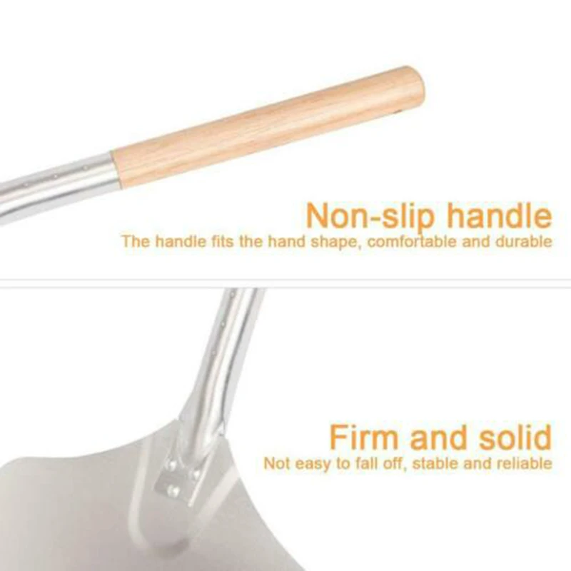 

Pizza Shovel Aluminium Pizza Peel Removable Wooden Handle Bakers Paddle Shovel F2
