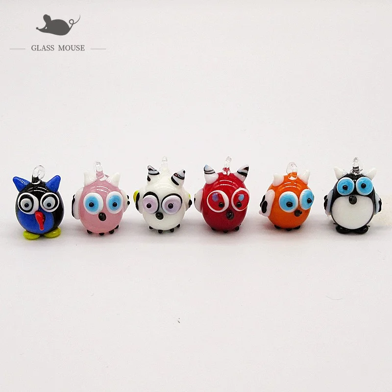 6pcs Decorative Figurines Miniature ornaments Handmade Murano glass Owl Home desktop garden decor lovely Animals statues | Дом и сад