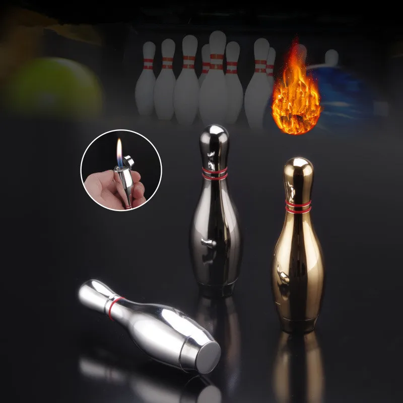 

Creative Metal Bowling Ball Flint Lighter Butane Inflatable Grinding Wheel Cigarette Lighter Smoking Accessories Men's Gifts