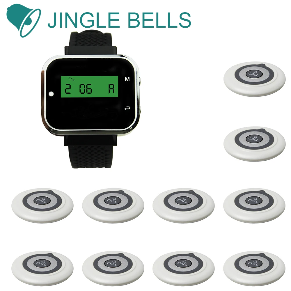 Беспроводная система вызова официанта JINGLE BELLS 10 передатчиков + 1 часы