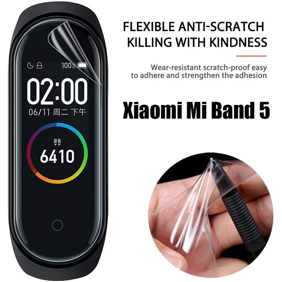 2 шт прозрачная защитная Гидрогелевая пленка для Xiaomi Mi Band 5 Smart Miband 4 браслет защита
