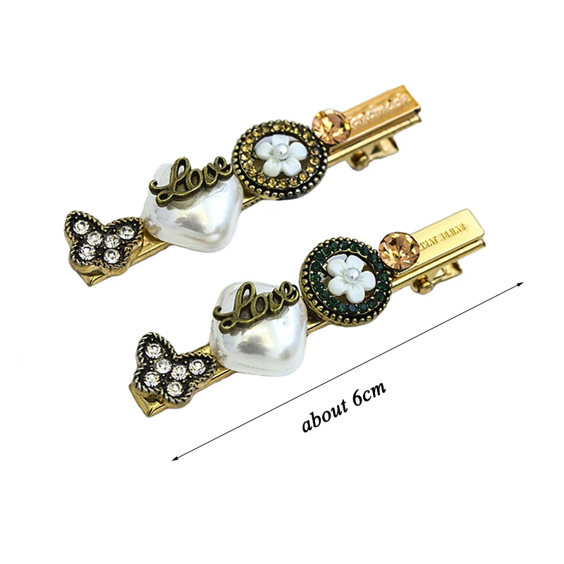 

Korean Rhinestones Butterly Hair Clip Baroque Style Pearl Alligator Clip Hair Jewelry Bangs Hairpins