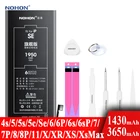 Nohon Аккумулятор для Apple iPhone SE 4s 5s 5c 6 6s 7 8 Plus 4 5 5c X Xr Xs Max 6P 6sP 7P 8P iPhone6s 1430mAh-1810mAh сменный литий-полимерный батарея+ бесплатный инструмент For Apple iPhone SE 4s 5s 5c 6 6s батарея