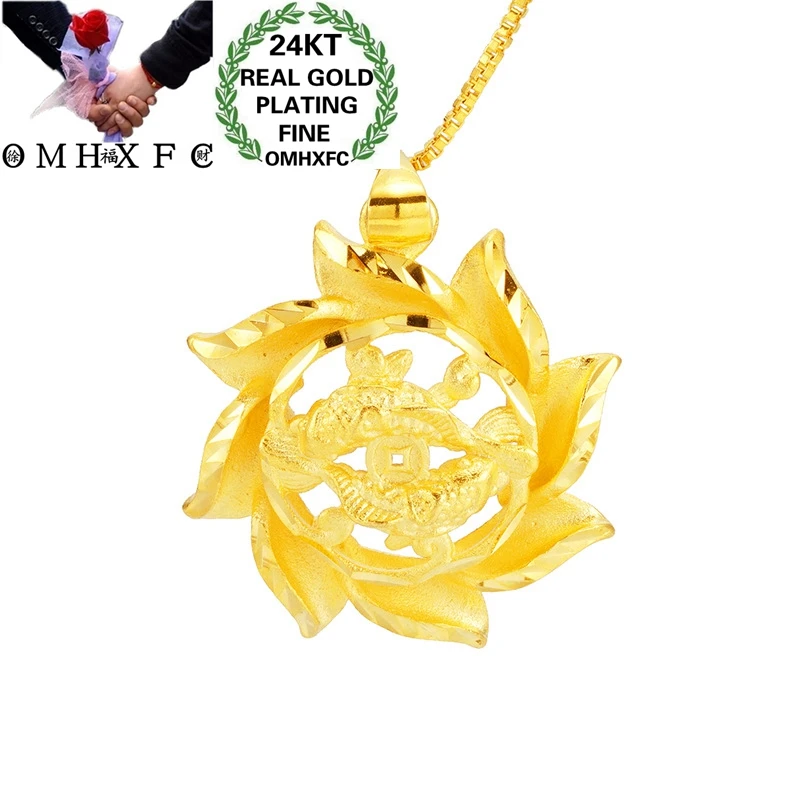 

OMHXFC ювелирные изделия, оптовая продажа PN420, Европейская мода, прекрасный женский подарок на день рождения, свадьбу, цветок, карп, 24KT, Золотая ...