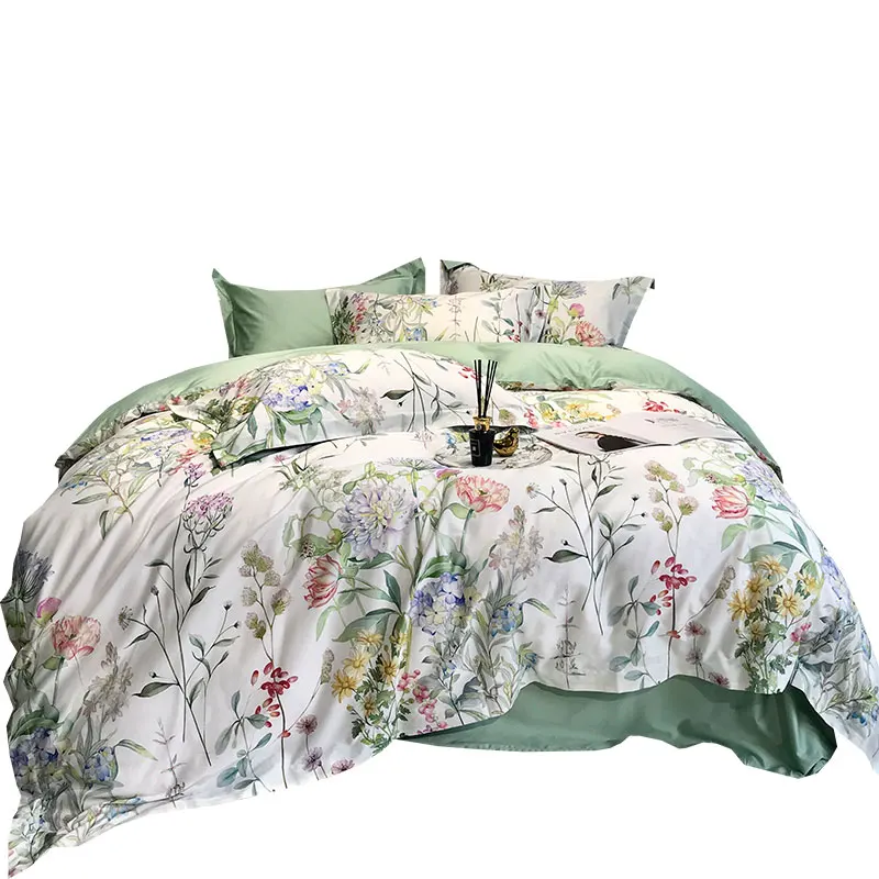 Роскошное постельное белье из 100% египетского хлопка с цветочным принтом