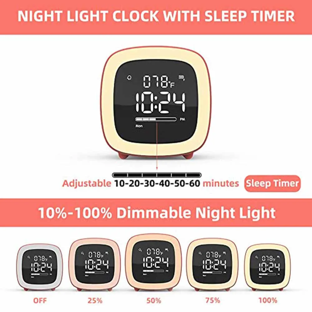 

LCD Digital Alarm Clock Cute-TV Night Light Alarm Clock Large-screen Bedroom Clock Rechargeable Thermometer
