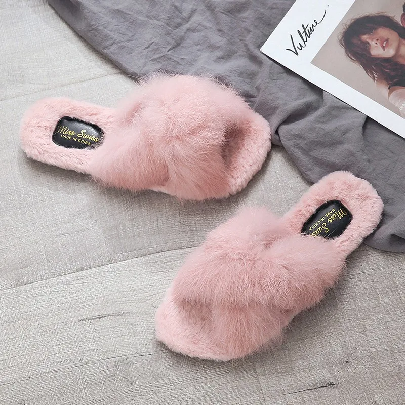 8pink Женские тапочки; зимняя обувь; милые домашние тапочки на плоской подошве; женская домашняя обувь; теплые мягкие женские тапочки с мехом; V359 - Цвет: 8pink