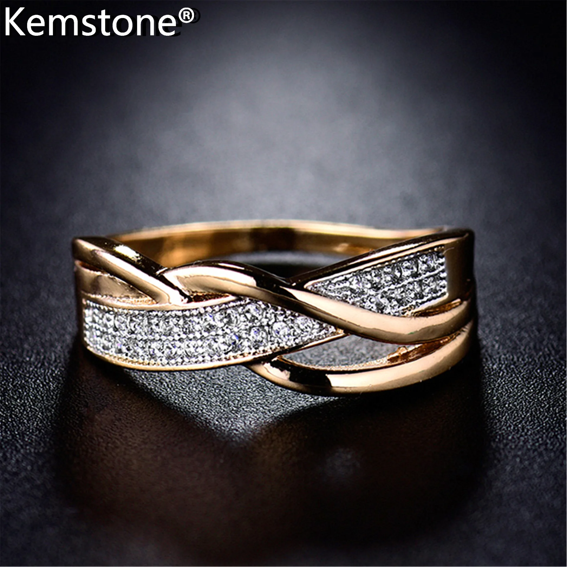 Kemstone Creatived Engagemnet кольцо медь золото посеребренное кольцо для женщин ювелирные изделия подарок