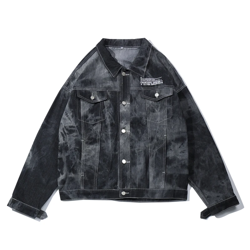 Мужские джинсовые куртки в винтажном стиле с эффектом потертости и мраморным