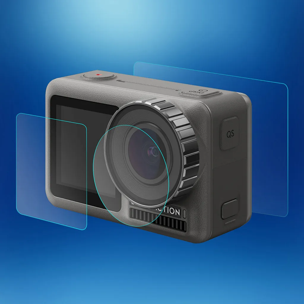 1 комплект закаленное ПЭТ пленка двойной экран + защита объектива для экшн камеры