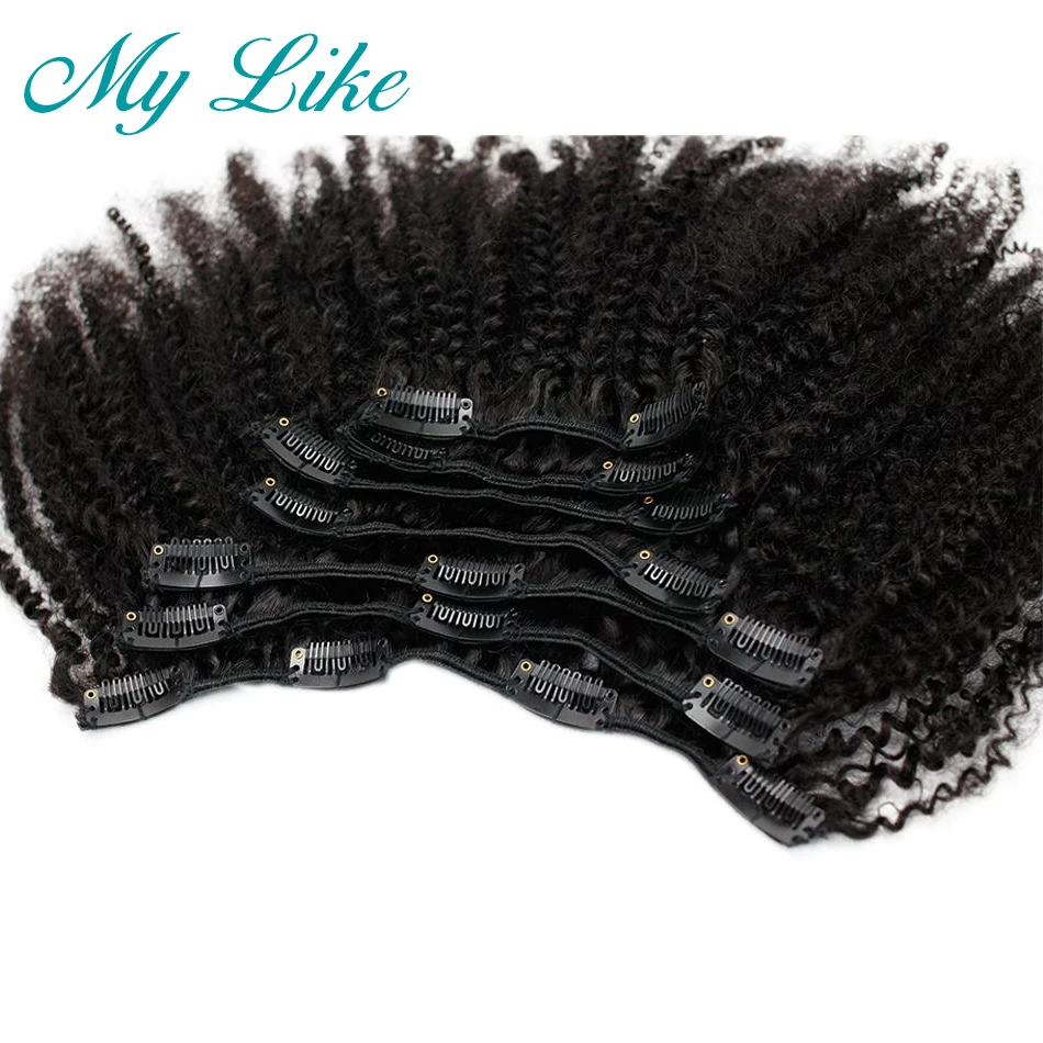 MyLike 4b 4c монгольские афро кудрявые вьющиеся волосы на заколке для наращивания