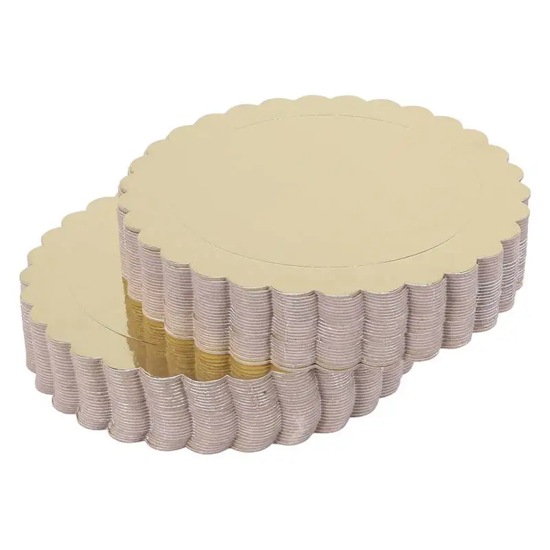 

50Pcs Cake Tray Mat Golden Mousse Mat Bottom Round Cake Base Boards Paper Board Dessert Tray Cake Decoration Tools