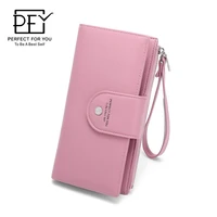 fashion womens pu leather long solid color clutch bag coin purse wallet wholesale and retail 2021