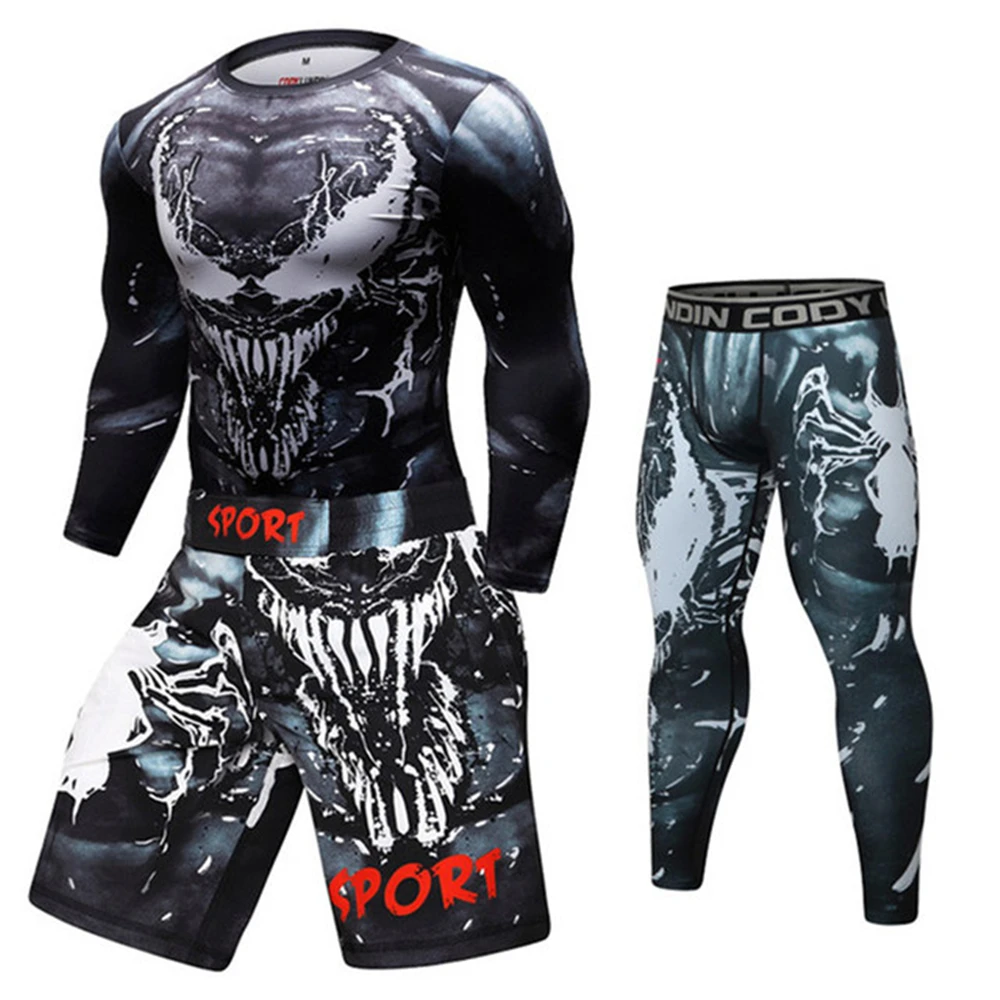

MMA BJJ GI Rashguard T Shirts+Muay Thai Shorts Rash Guard Clothing Tracksuit Boxing Jerseys MMA Compression Men Kickboxing Set