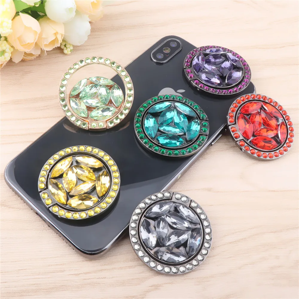 Universal Luxury Bling Diamond  Phone Holder Foldable Portable Lazy Bracket Smartphone Finger Ring Stand Cartoon For iPhone11 XS
